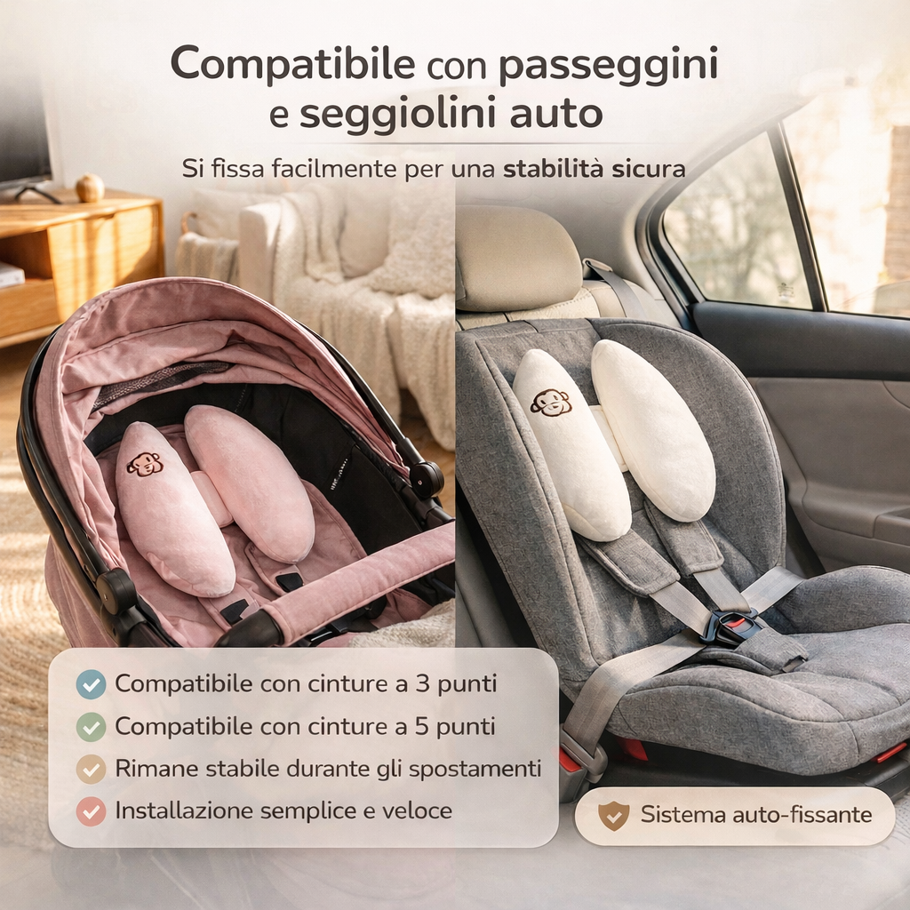 NidoSicuro™ - Supporto Ergonomico Testa e Collo Bambino